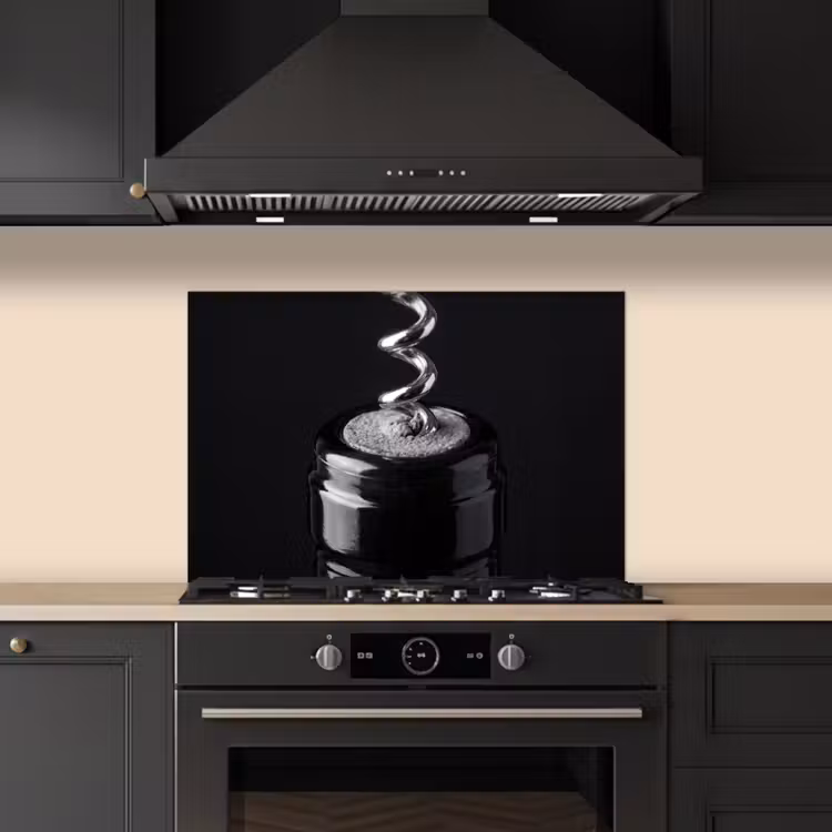 Spatscherm keuken - Kurkentrekker - Wijn - Zwart - Wit — 2