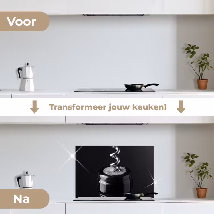 Spatscherm keuken - Kurkentrekker - Wijn - Zwart - Wit — 3