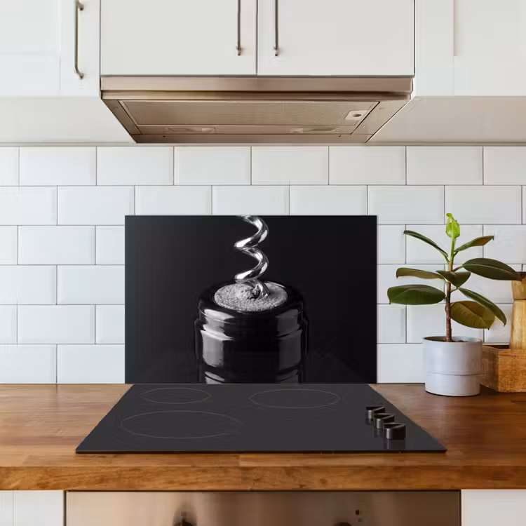 Spatscherm keuken - Kurkentrekker - Wijn - Zwart - Wit — 6