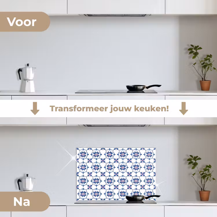 Spatscherm keuken - Modern - Patroon - Blauw - Roze — 3
