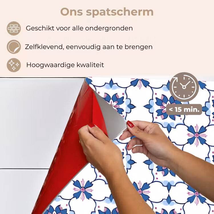 Spatscherm keuken - Modern - Patroon - Blauw - Roze — 4