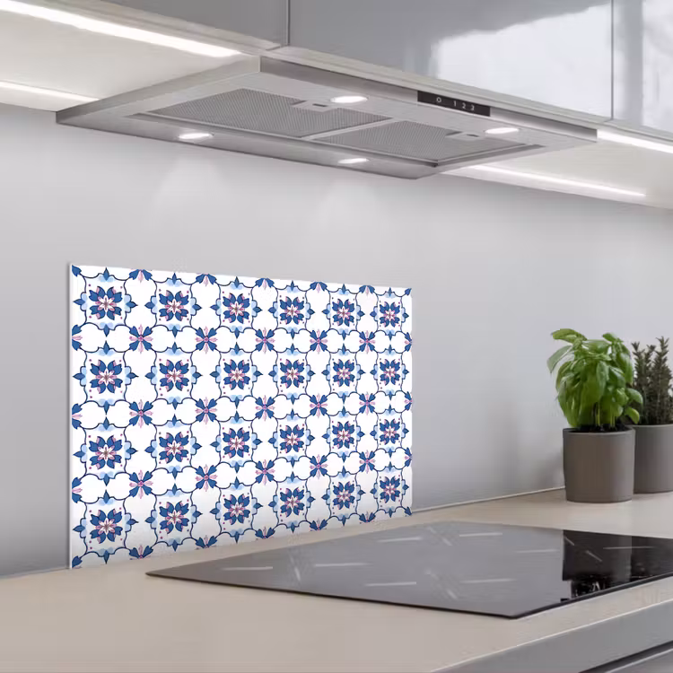 Spatscherm keuken - Modern - Patroon - Blauw - Roze — 5