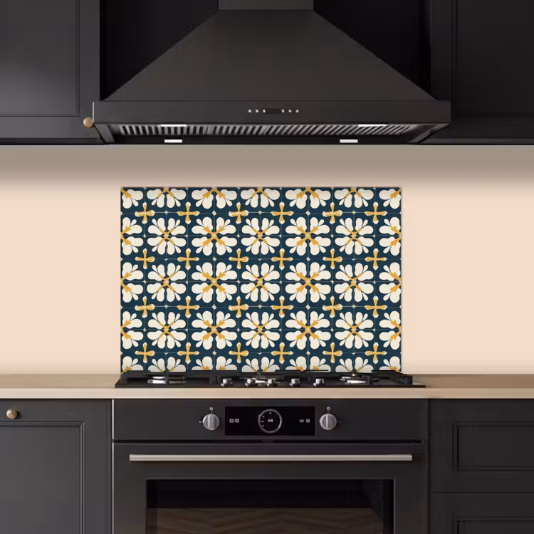 Spatscherm keuken - Motief - Tegel - Okergeel — 2