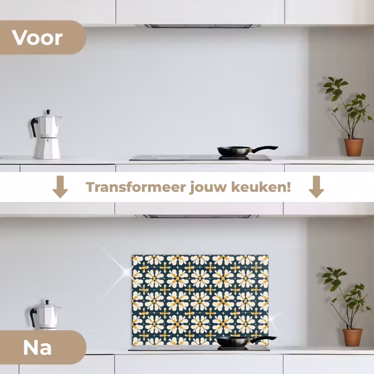 Spatscherm keuken - Motief - Tegel - Okergeel — 3
