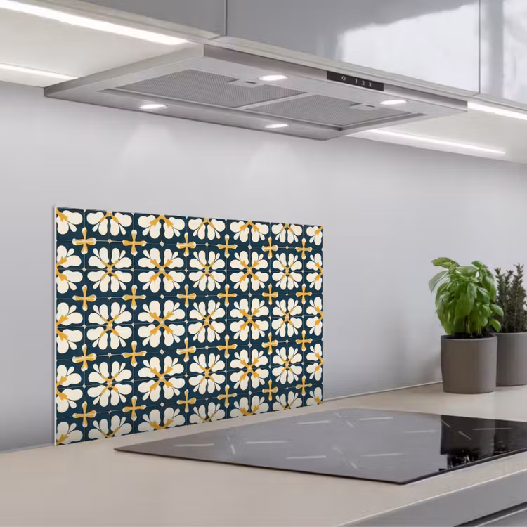 Spatscherm keuken - Motief - Tegel - Okergeel — 5