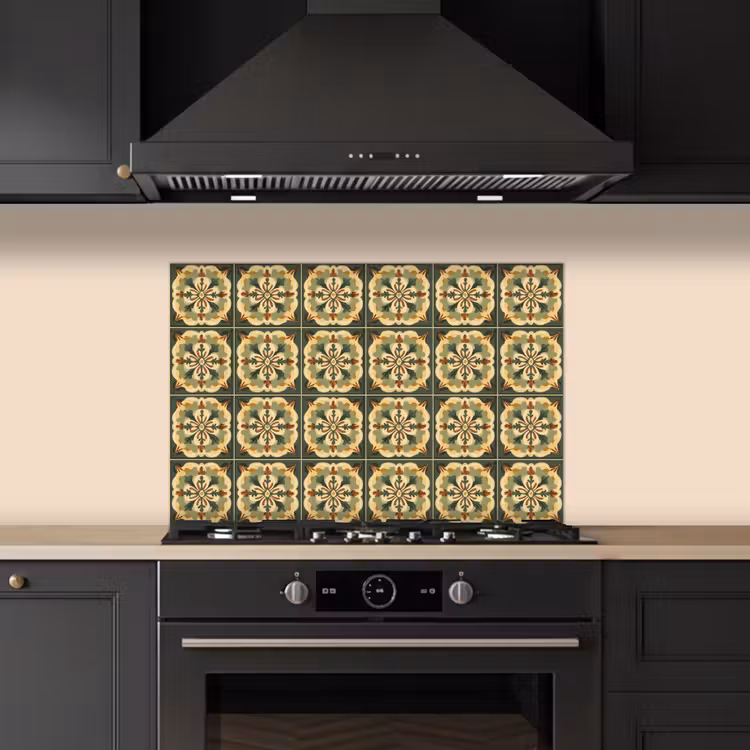 Spatscherm keuken - Ornament - Patroon - Groen — 2