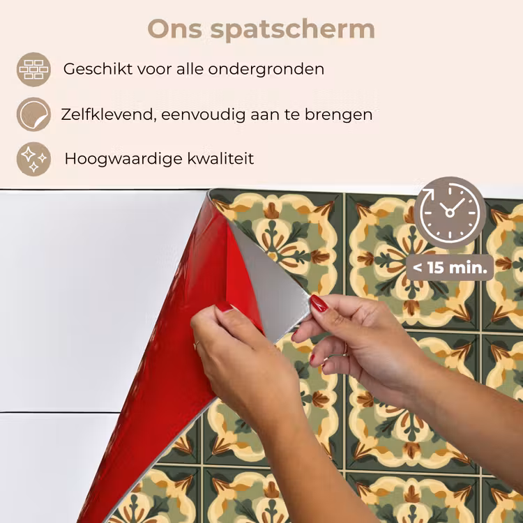 Spatscherm keuken - Ornament - Patroon - Groen — 4