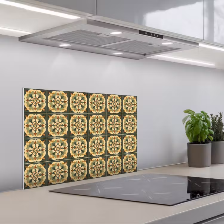 Spatscherm keuken - Ornament - Patroon - Groen — 5