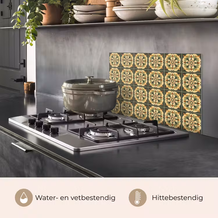 Spatscherm keuken - Ornament - Patroon - Groen — 7