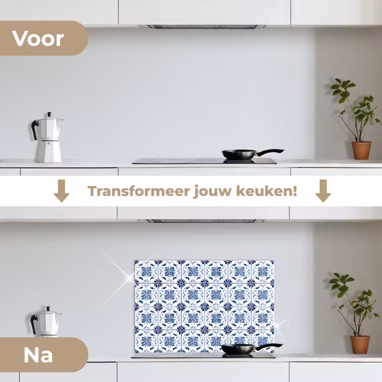 Spatscherm keuken - Patroon - Tegel - Blauw — 3