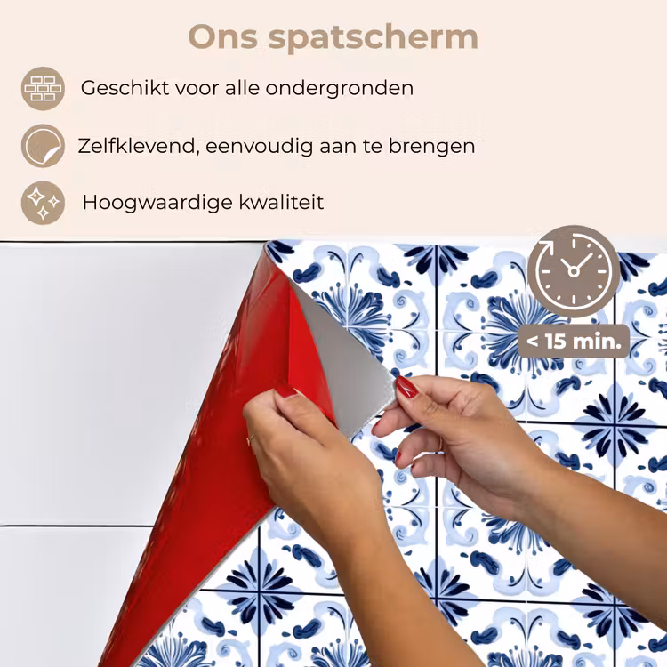 Spatscherm keuken - Patroon - Tegel - Blauw — 4