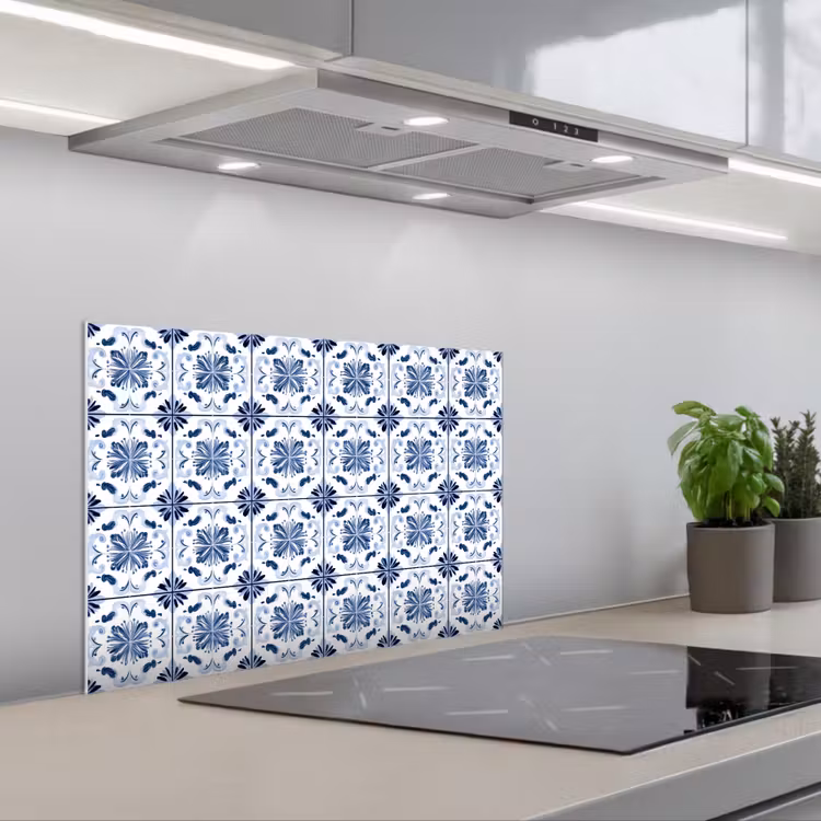 Spatscherm keuken - Patroon - Tegel - Blauw — 5
