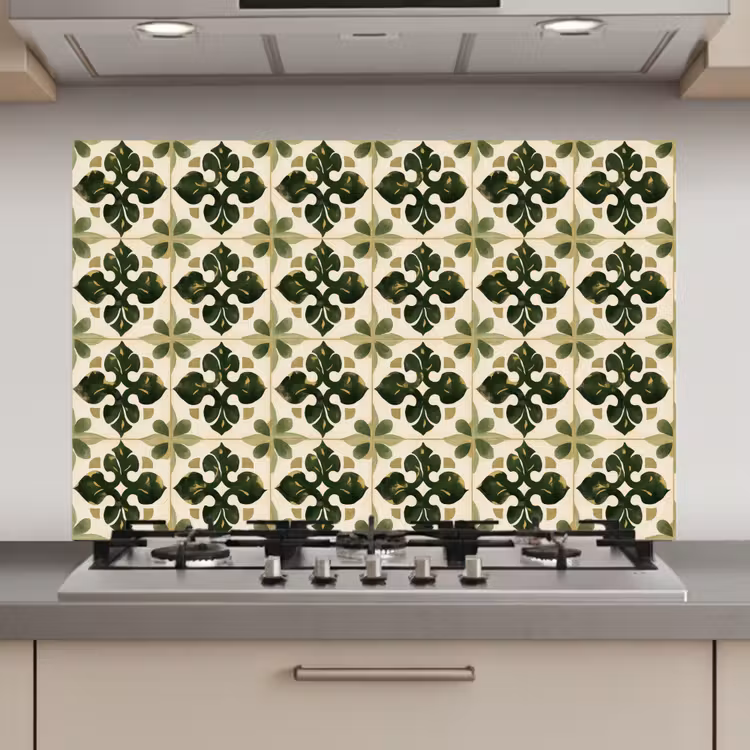 Spatscherm keuken - Patroon - Tegel - Groen — 1