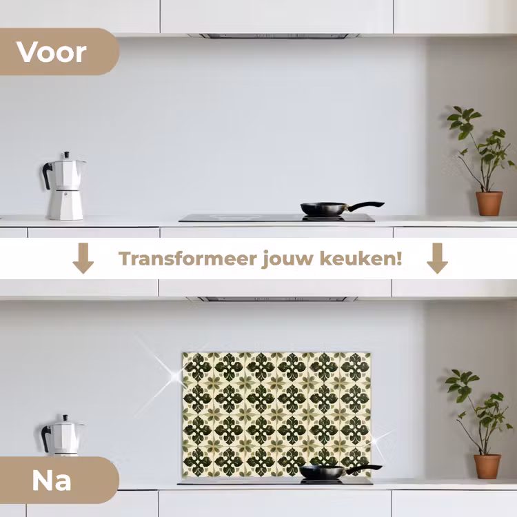 Spatscherm keuken - Patroon - Tegel - Groen — 3
