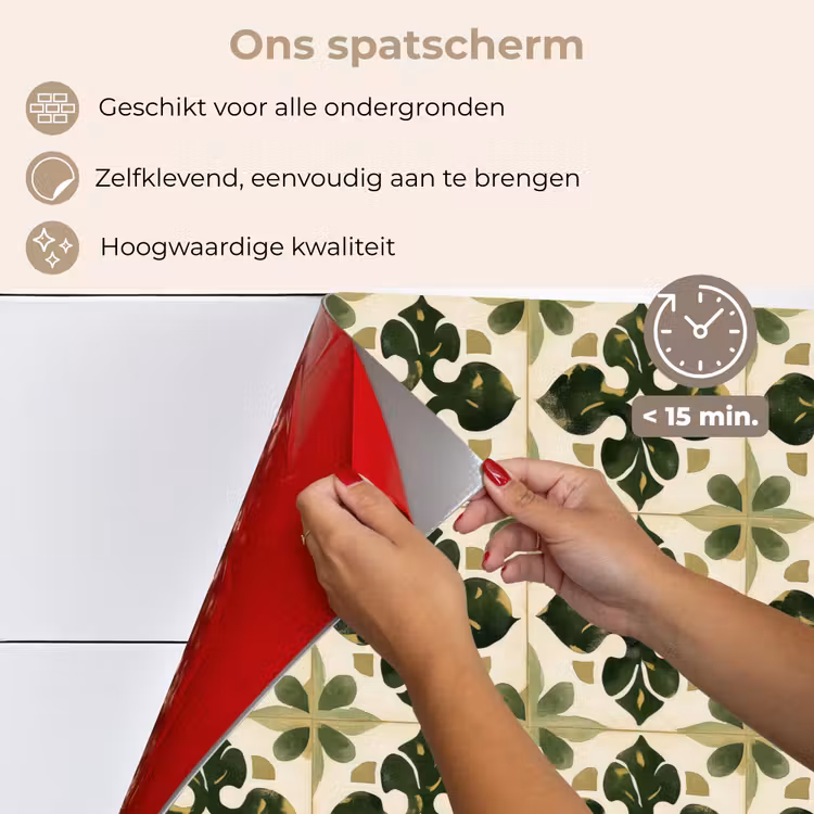 Spatscherm keuken - Patroon - Tegel - Groen — 4