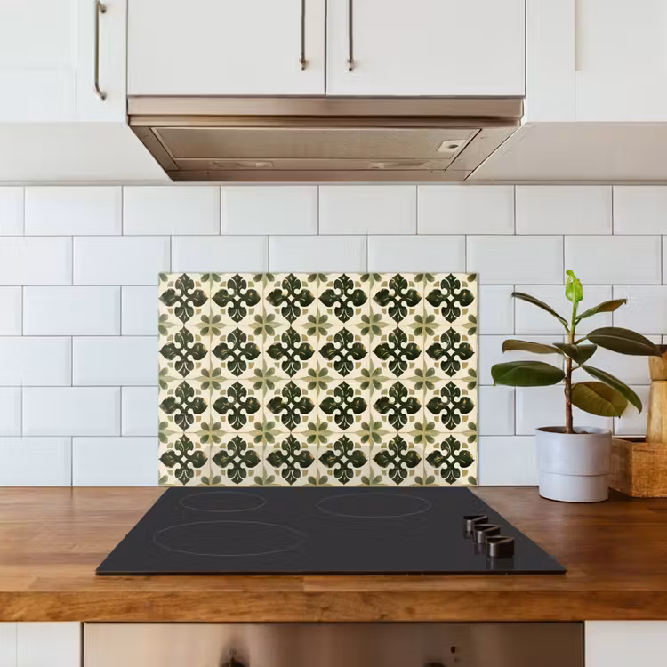 Spatscherm keuken - Patroon - Tegel - Groen — 6