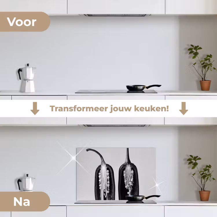 Spatscherm keuken - Pepers - Zwart - Wit - Zaadlijsten — 3