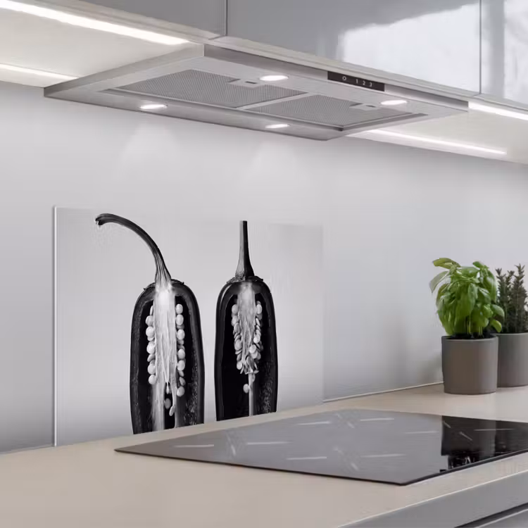 Spatscherm keuken - Pepers - Zwart - Wit - Zaadlijsten — 5