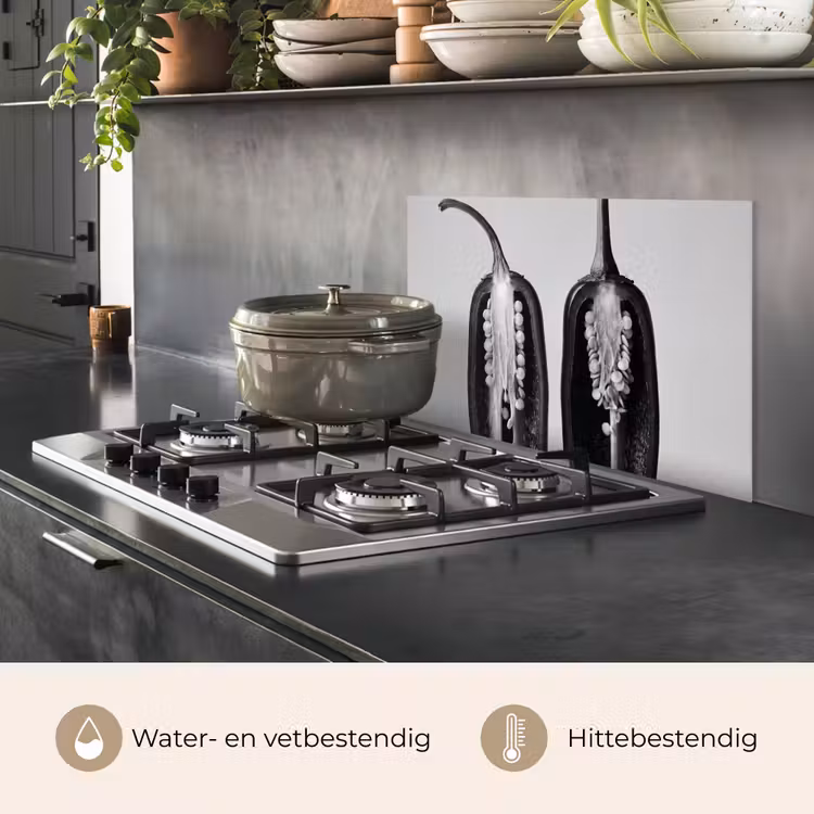 Spatscherm keuken - Pepers - Zwart - Wit - Zaadlijsten — 7