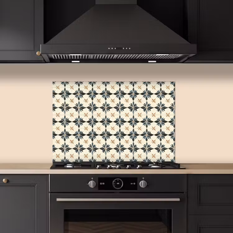 Spatscherm keuken - Sierlijk - Ornament - Blauw — 2