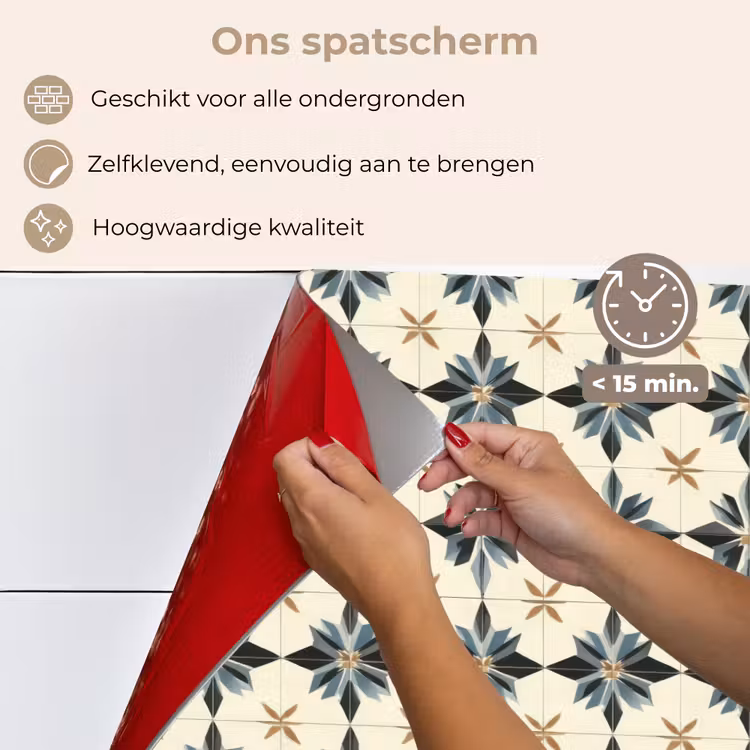 Spatscherm keuken - Sierlijk - Ornament - Blauw — 4