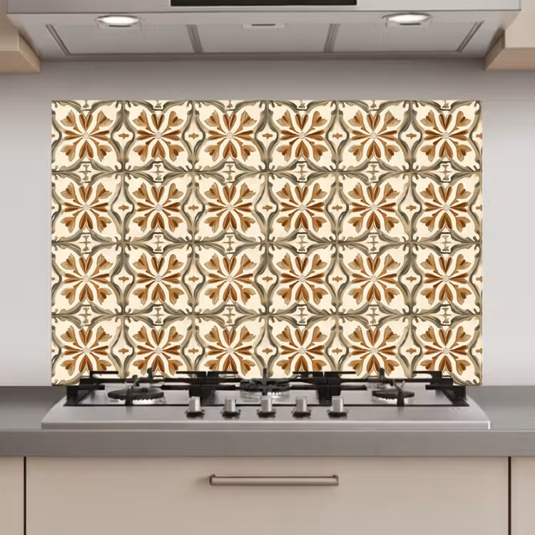 Spatscherm keuken - Siertegel - Patroon - Bruin — 1