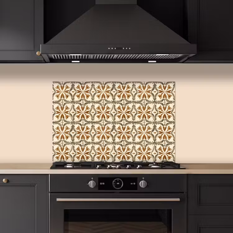 Spatscherm keuken - Siertegel - Patroon - Bruin — 2