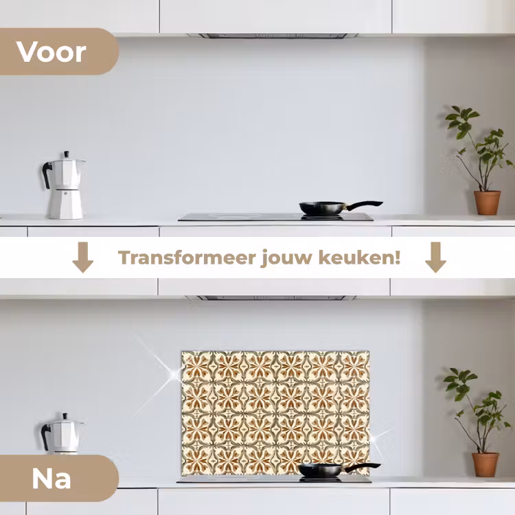 Spatscherm keuken - Siertegel - Patroon - Bruin — 3