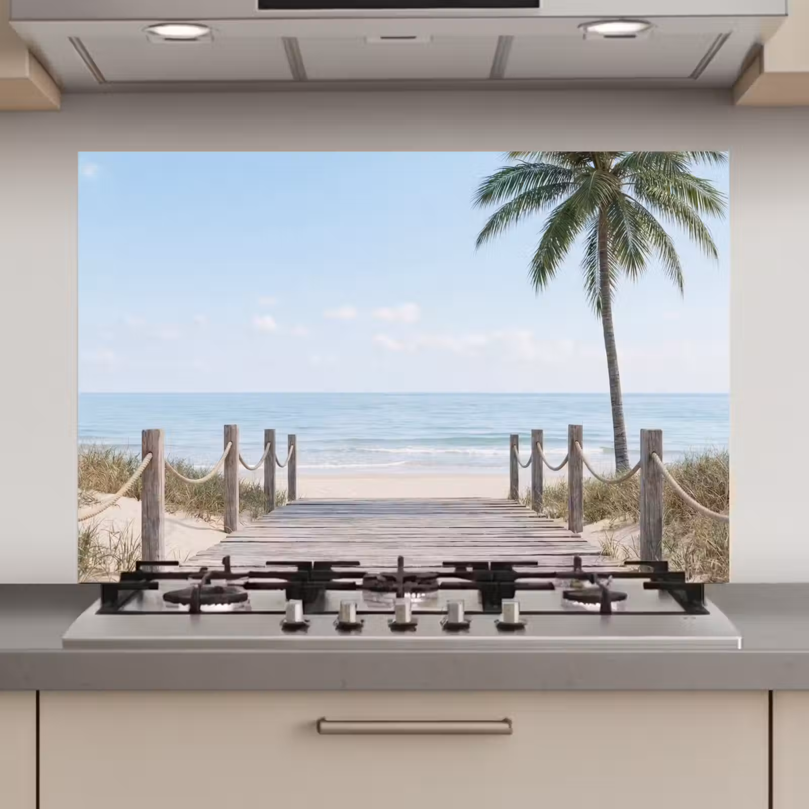 Spatscherm keuken - Palmbomen - Pad - Horizon — 1