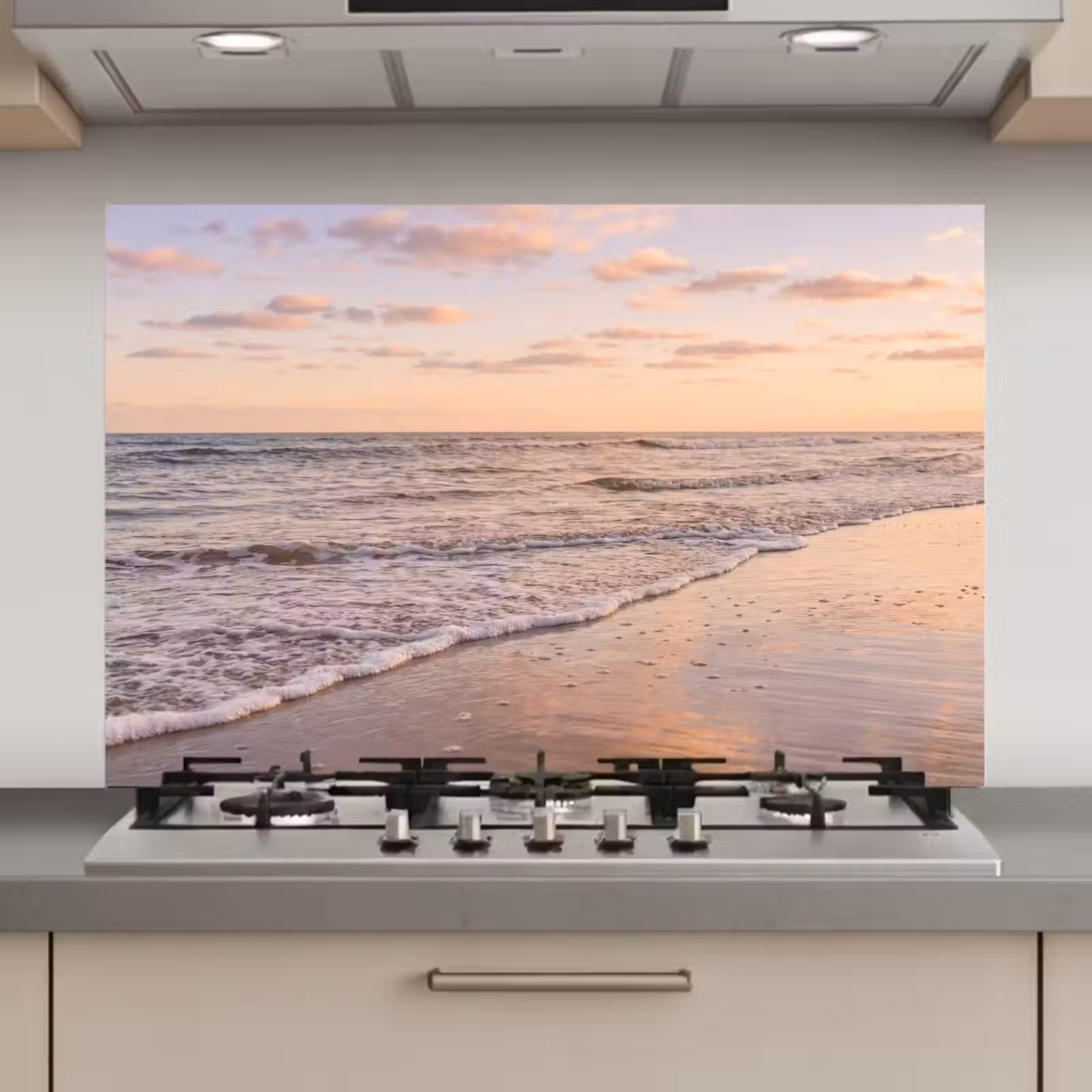 Spatscherm keuken - Strand - Branding - Wolken — 1