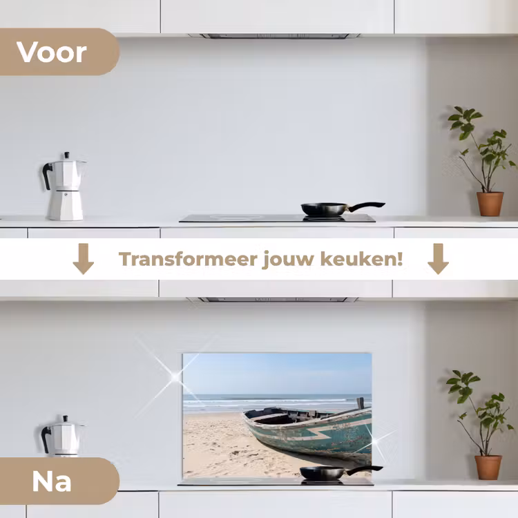 Spatscherm keuken - Boot - Zandstrand - Zee — 3