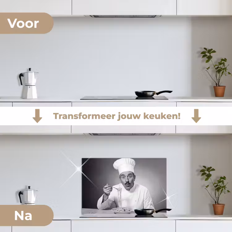 Spatscherm keuken - Chef - Spaghetti - Pasta — 3
