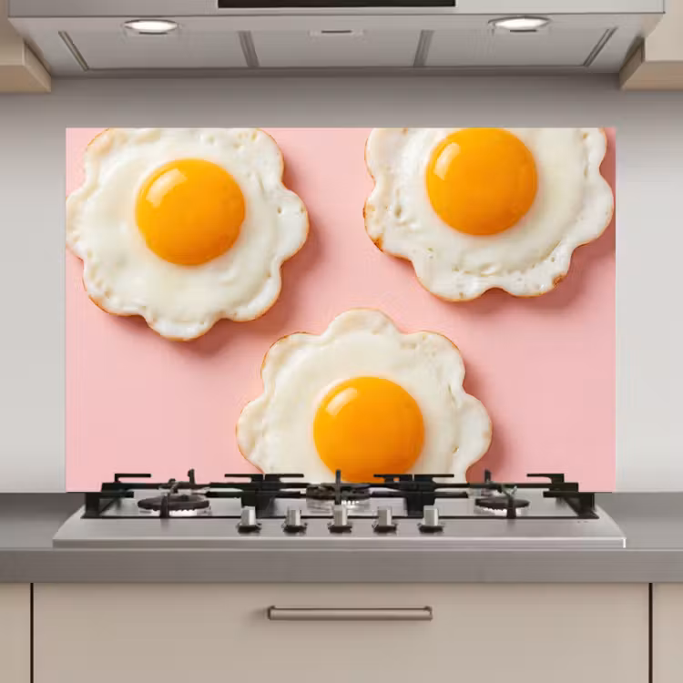 Spatscherm keuken - Eieren - Bloem - Roze — 1