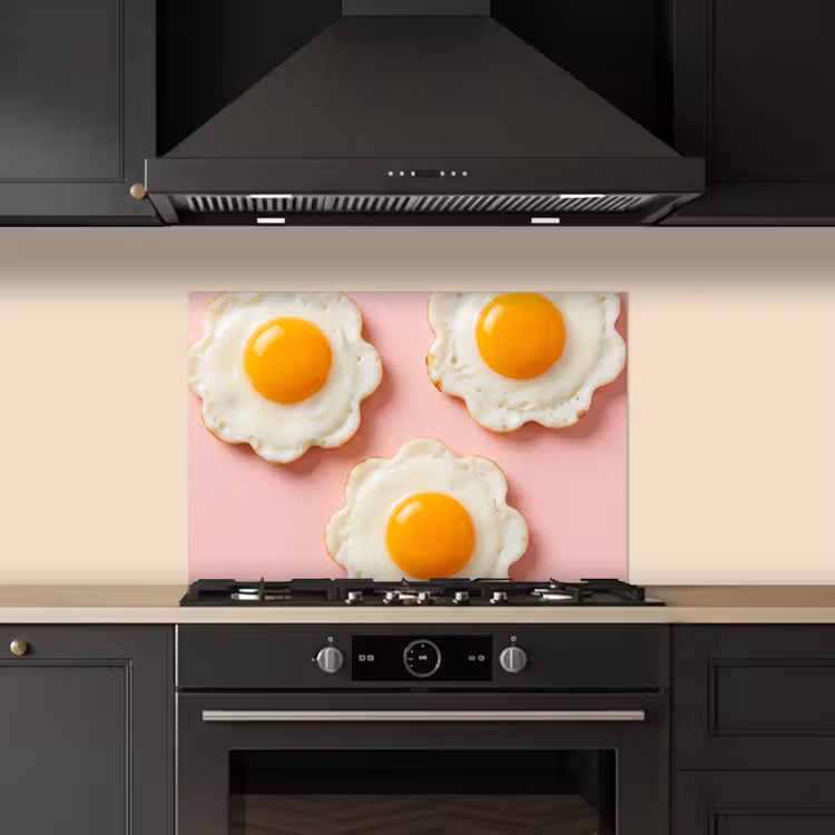 Spatscherm keuken - Eieren - Bloem - Roze — 2