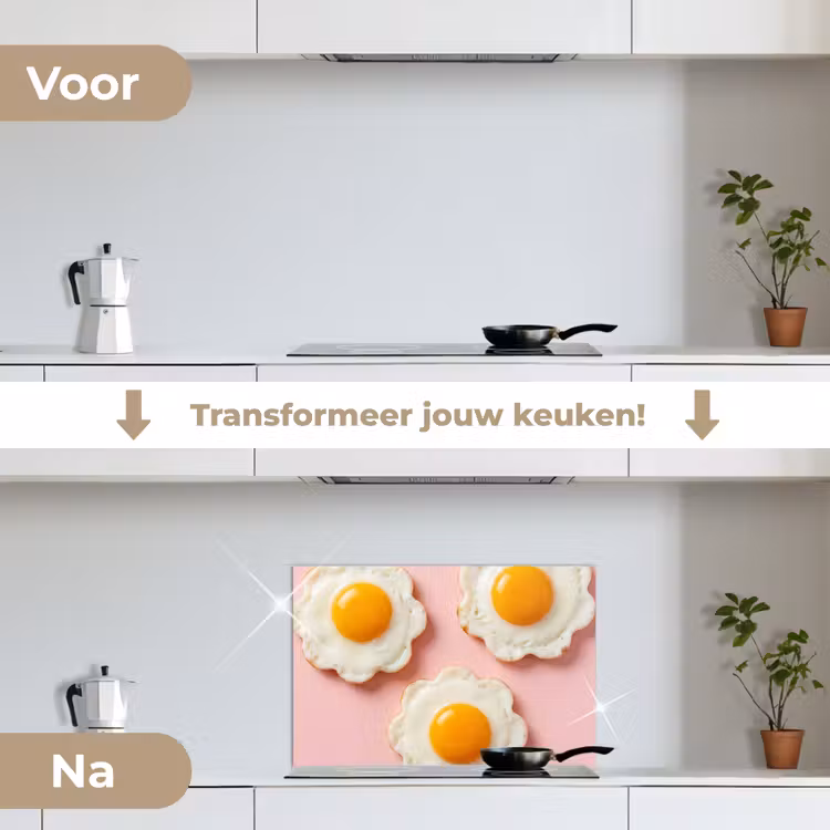 Spatscherm keuken - Eieren - Bloem - Roze — 3