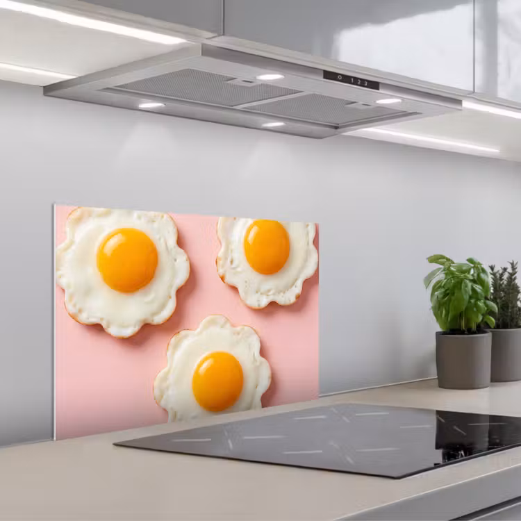 Spatscherm keuken - Eieren - Bloem - Roze — 5