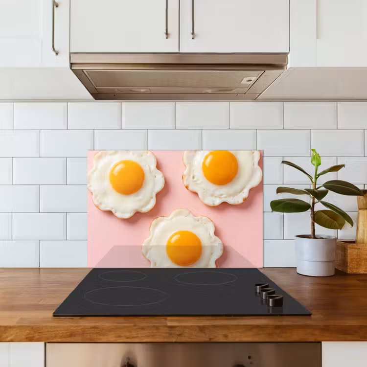 Spatscherm keuken - Eieren - Bloem - Roze — 6