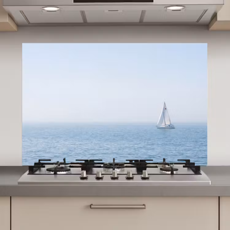 Spatscherm keuken - Horizon - Zeilboot - Zee — 1