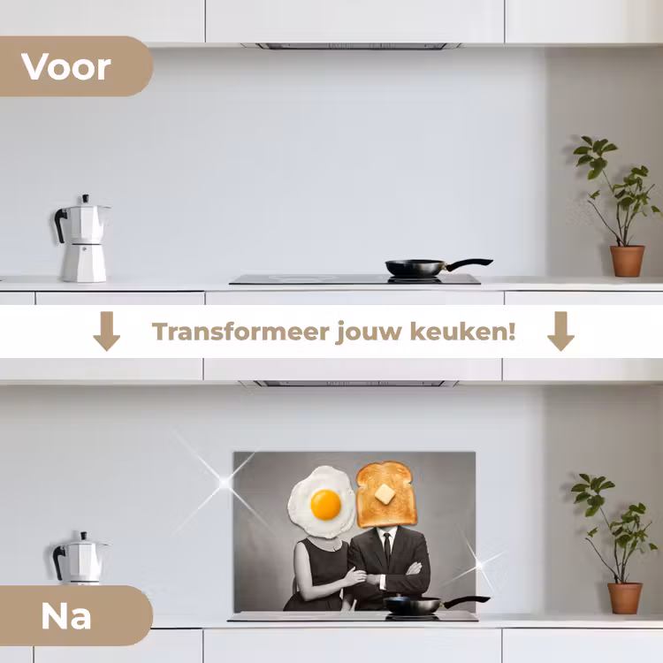 Spatscherm keuken - Ontbijt - Koppel - Ei - Brood — 3