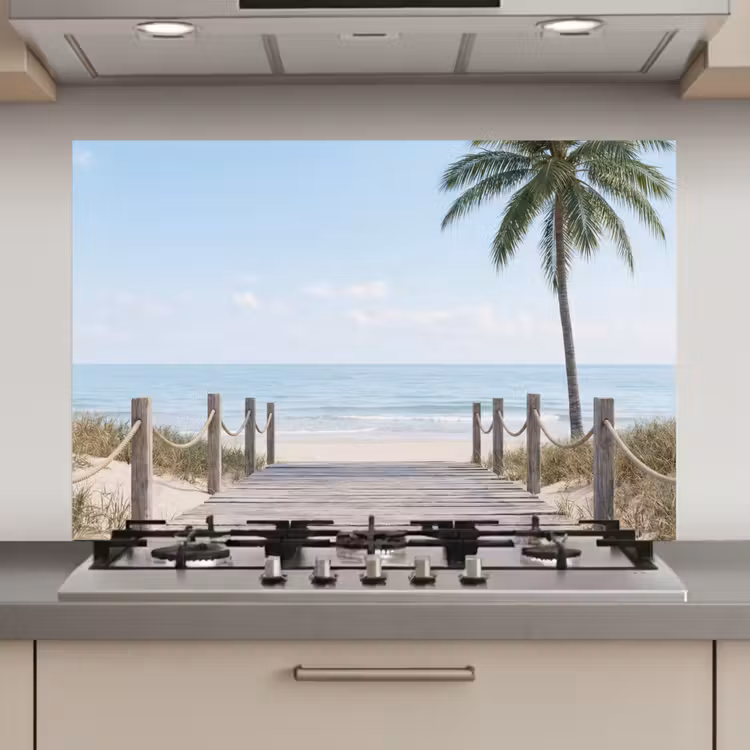 Spatscherm keuken - Palmbomen - Pad - Horizon — 1