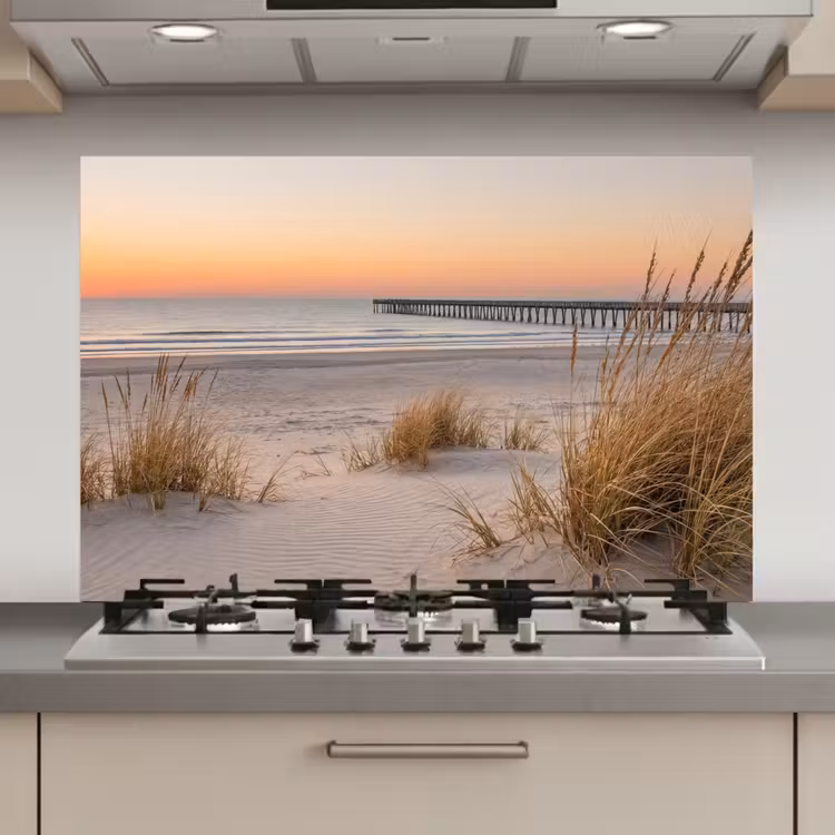 Spatscherm keuken - Pier - Zonsondergang - Strand — 1
