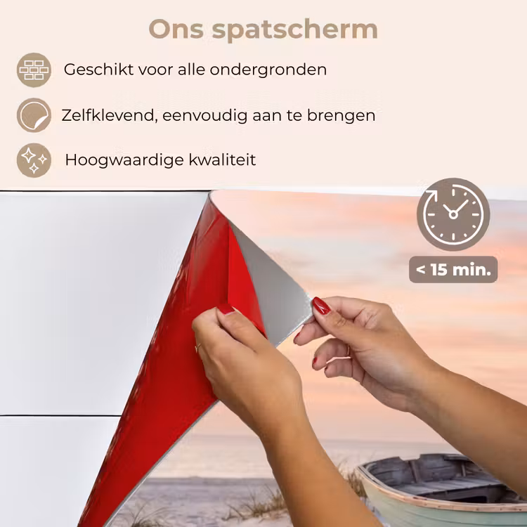 Spatscherm keuken - Rustiek - Roeiboot - Zandstrand — 4