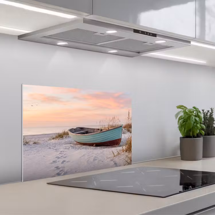 Spatscherm keuken - Rustiek - Roeiboot - Zandstrand — 5