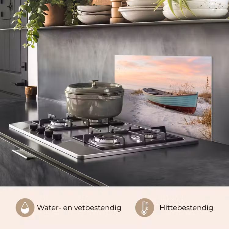 Spatscherm keuken - Rustiek - Roeiboot - Zandstrand — 7