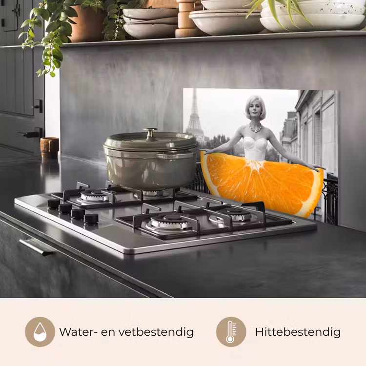 Spatscherm keuken - Sinaasappel - Eiffeltoren - Vrouw — 7