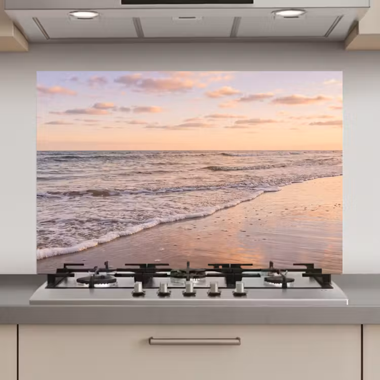 Spatscherm keuken - Strand - Branding - Wolken — 1