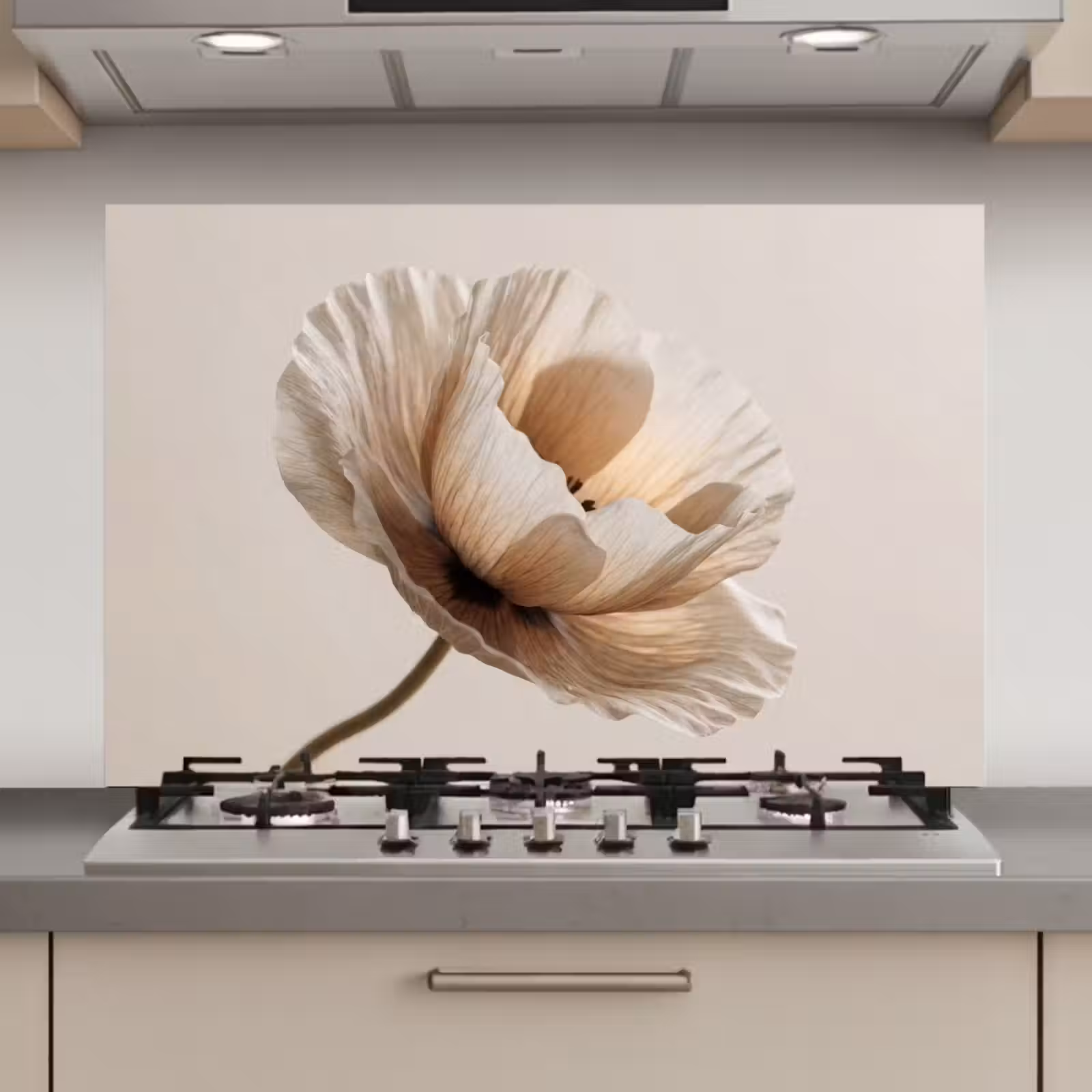 Spatscherm keuken - Bloem - Beige - Crème — 1