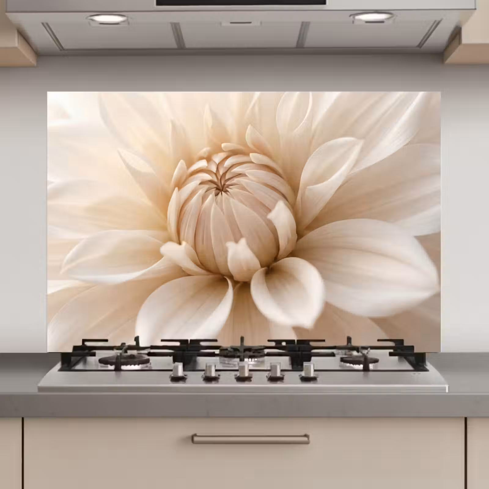 Spatscherm keuken - Bloem - Dahlia - Wit — 1