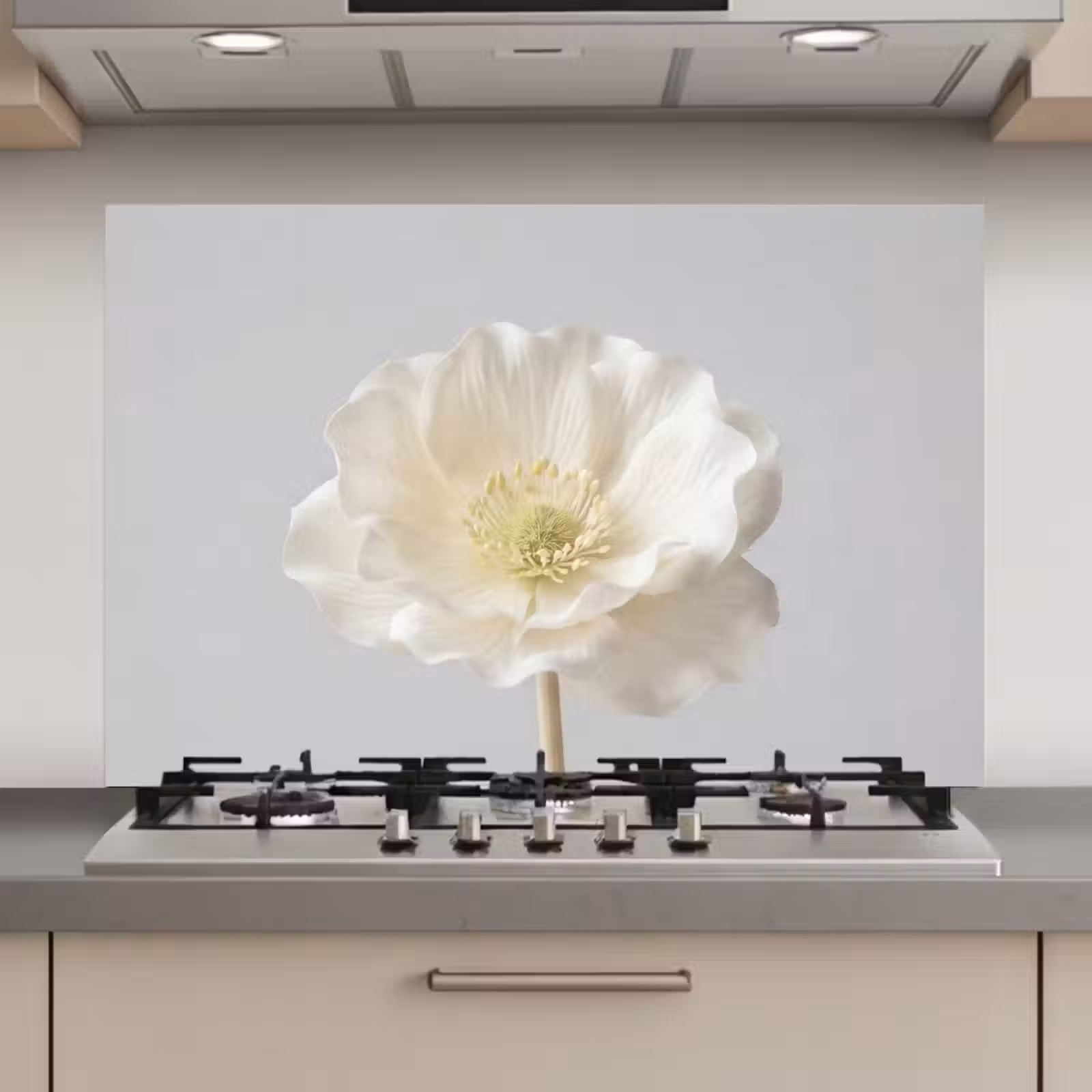 Spatscherm keuken - Bloem - Minimalistisch -Wit — 1
