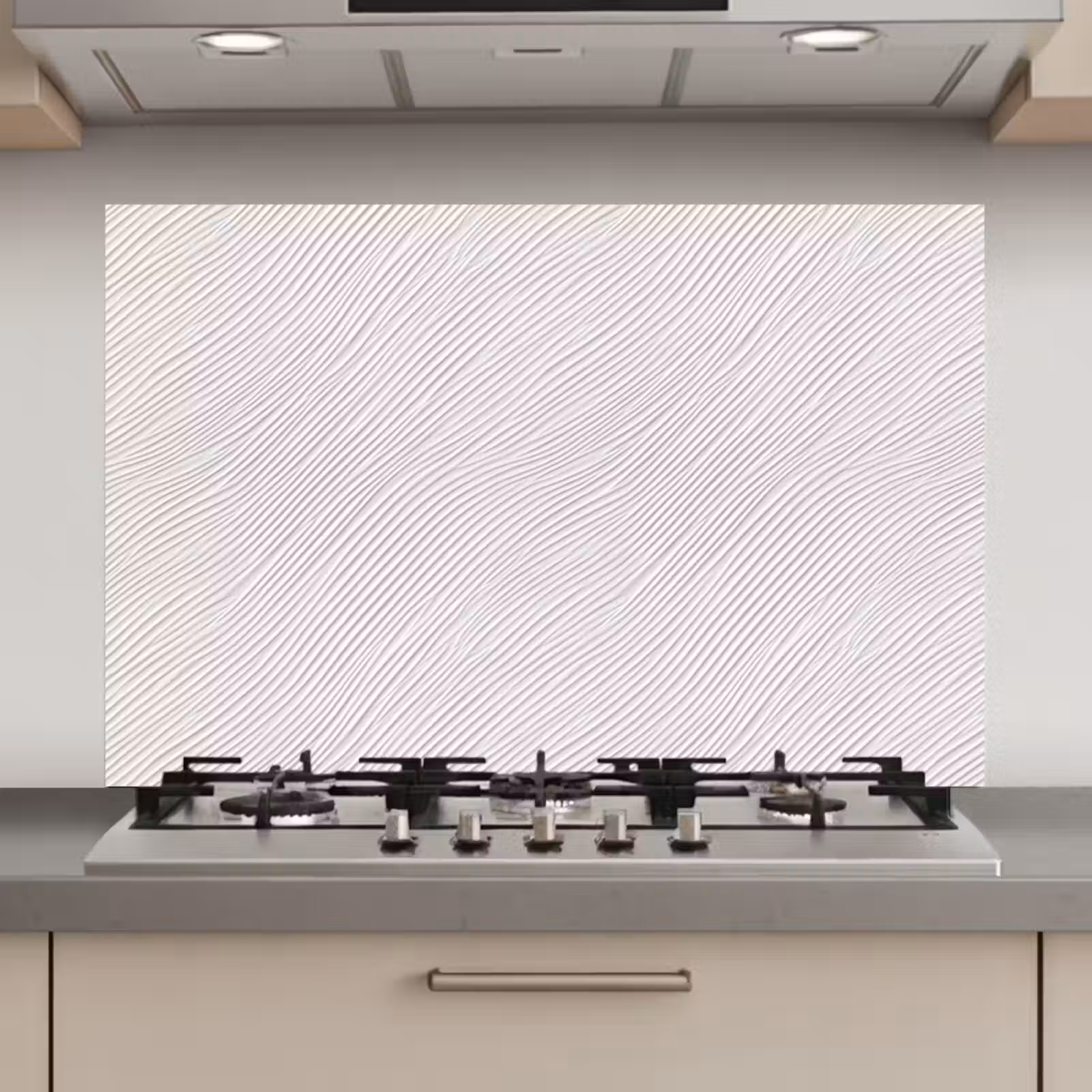 Spatscherm keuken - Golven - Ribbels - Wit — 1